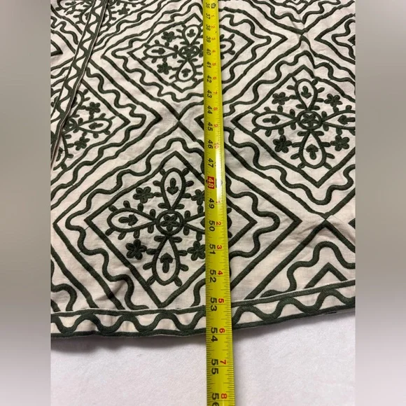 Sézane Silvana dress in a green geometric pattern ecru green - Picture 13 of 16